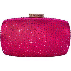 🆕 Women Pink Crystal Clutch Purses Evening Wedding Party Bridal Rhinestone Bags